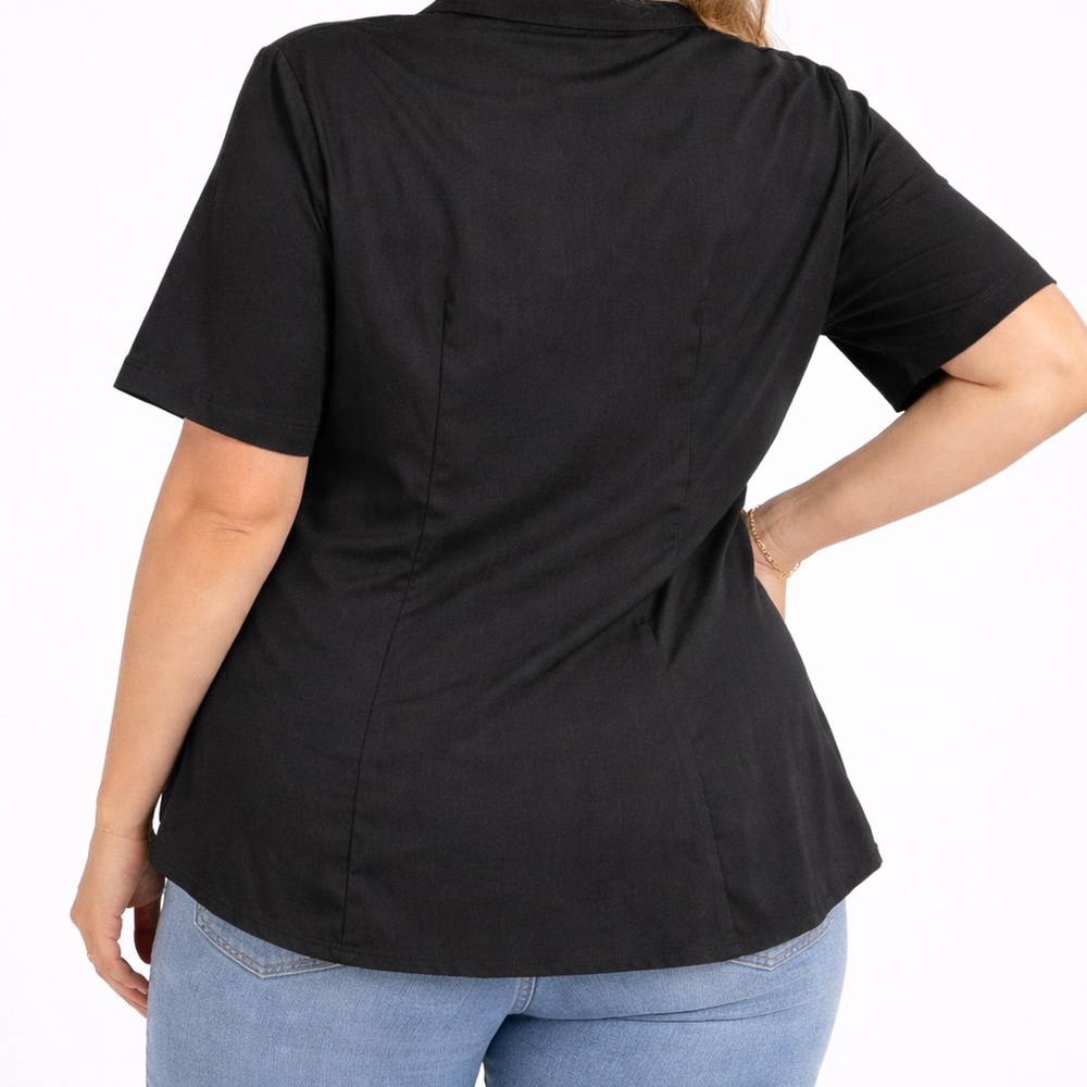 Style & Co Women’s 24W Black Button Up Blouse Long Sleeve Stretch Plus Size top - Picture 3 of 13